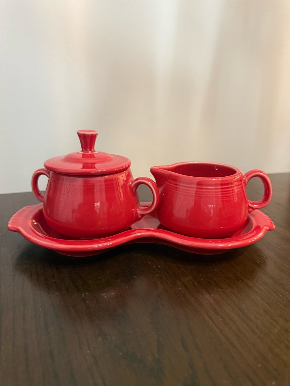 Red Fiesta HLC Cream & Sugar with Tray Lid 4 Piece Creamer Set Scarlet